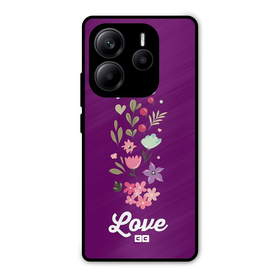 Floral Love Metal Back Case for Redmi Note 14 5G