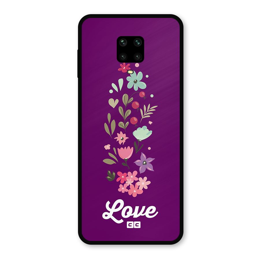 Floral Love Metal Back Case for Redmi Note 9 Pro Max
