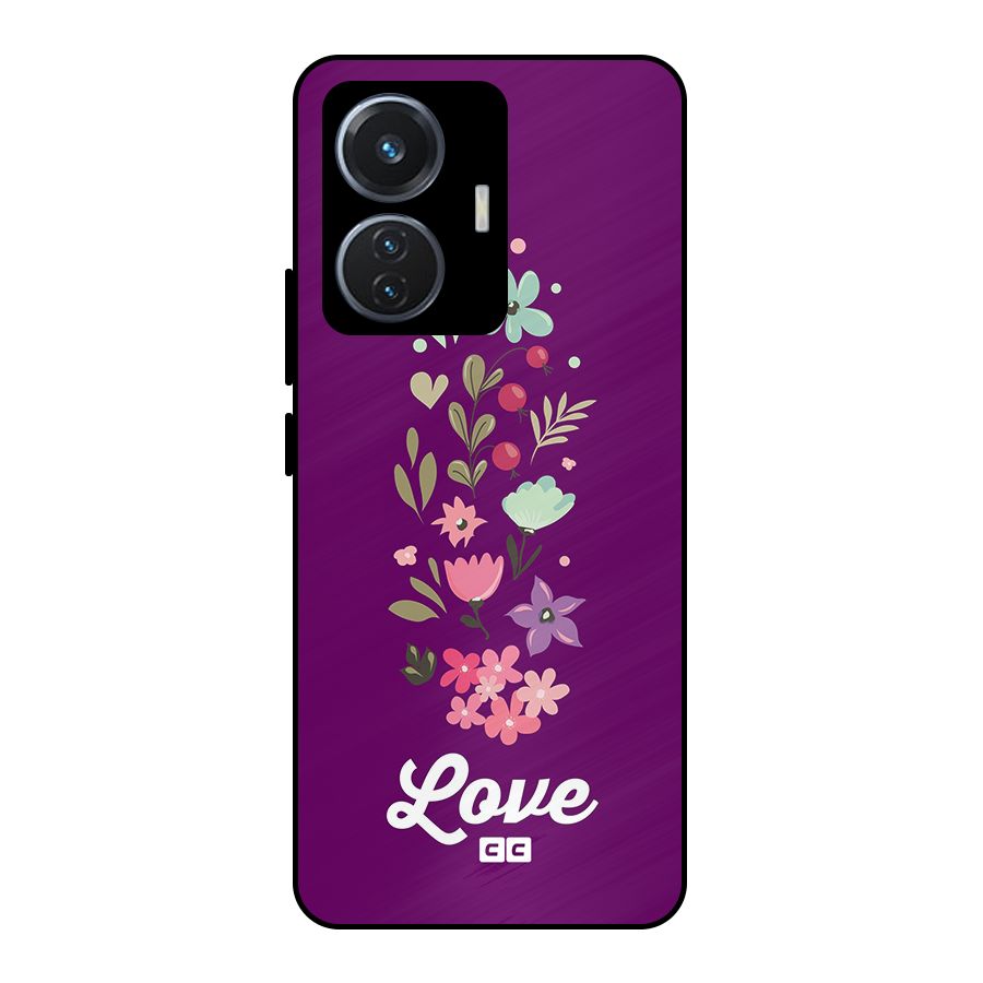 Floral Love Metal Back Case for Vivo T1 44W