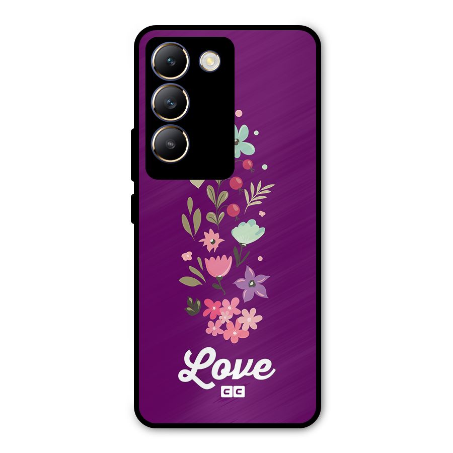 Floral Love Metal Back Case for Vivo T3 5G