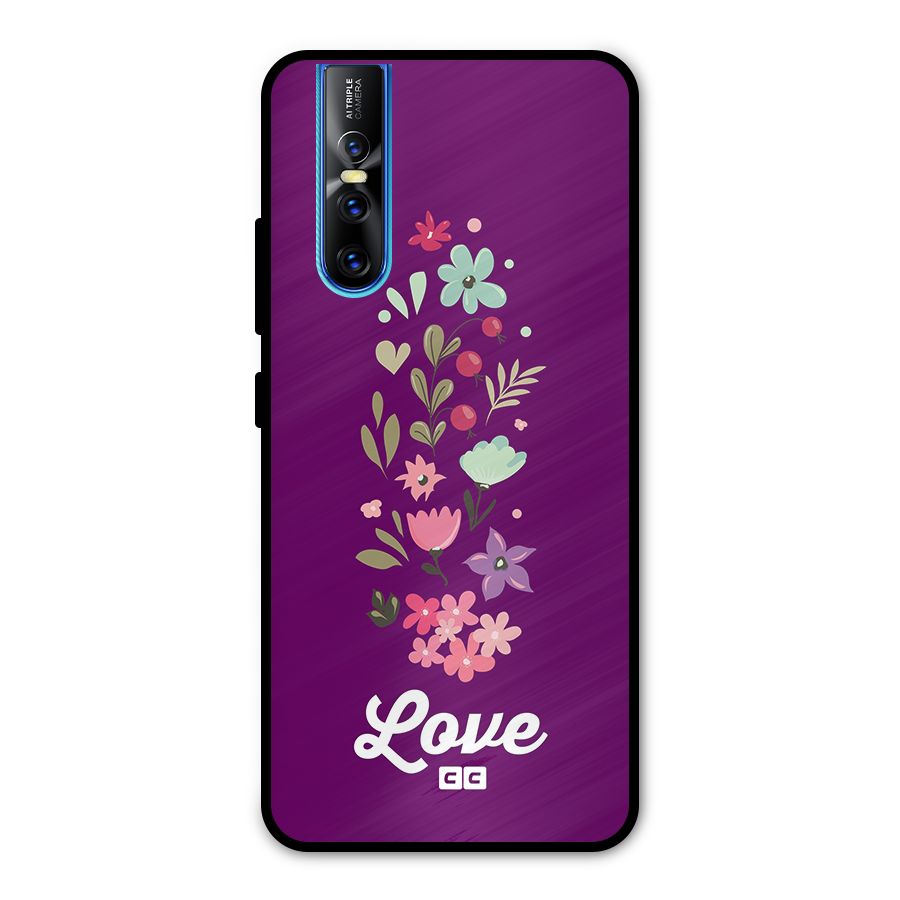 Floral Love Metal Back Case for Vivo V15 Pro