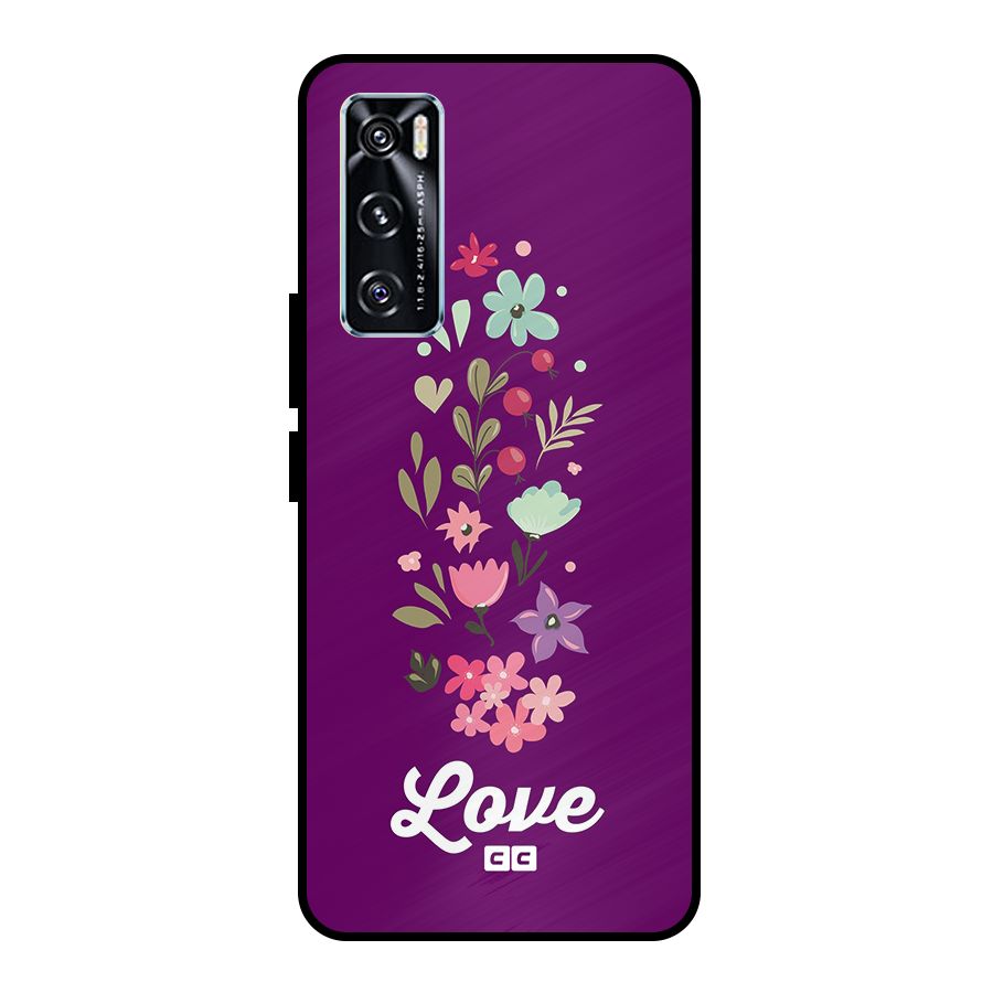 Floral Love Metal Back Case for Vivo V20 SE