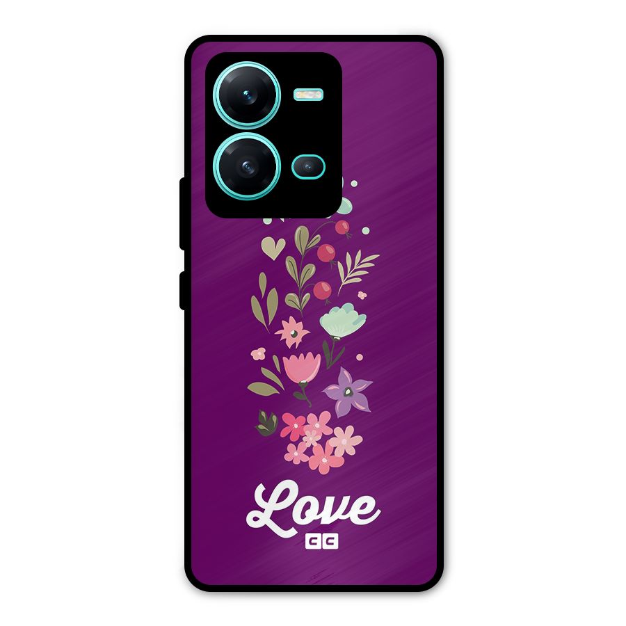 Floral Love Metal Back Case for Vivo V25