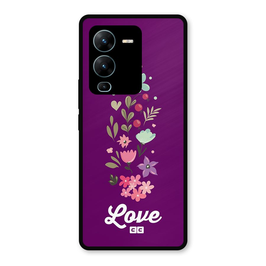 Floral Love Metal Back Case for Vivo V25 Pro