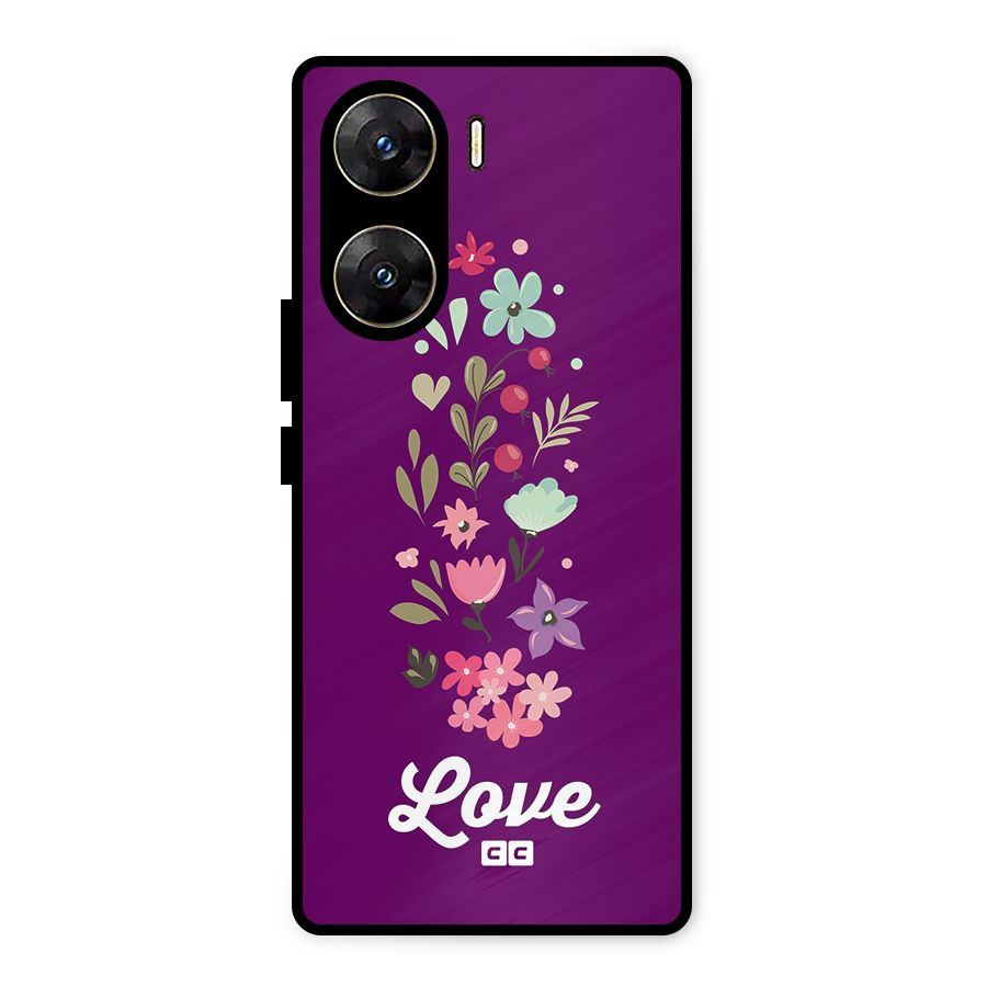 Floral Love Metal Back Case for Vivo V29e