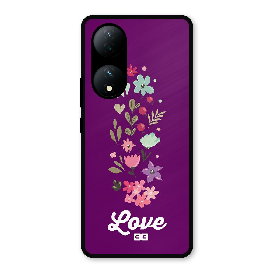 Floral Love Metal Back Case for Vivo Y100a