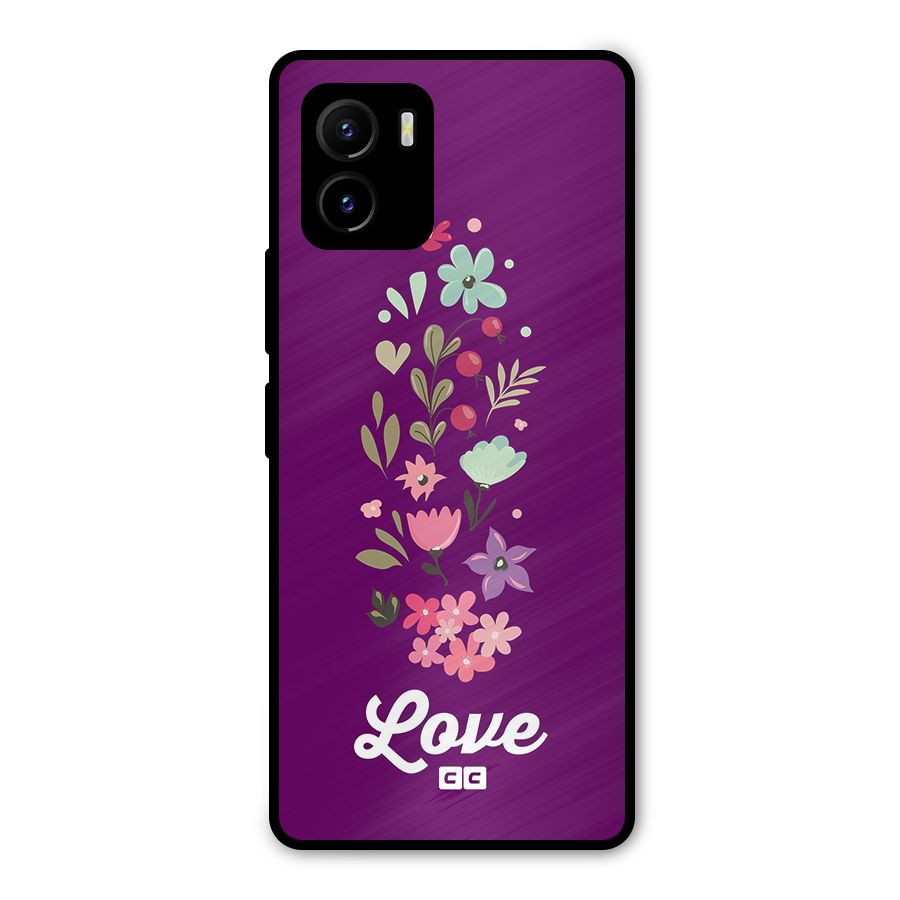 Floral Love Metal Back Case for Vivo Y15s