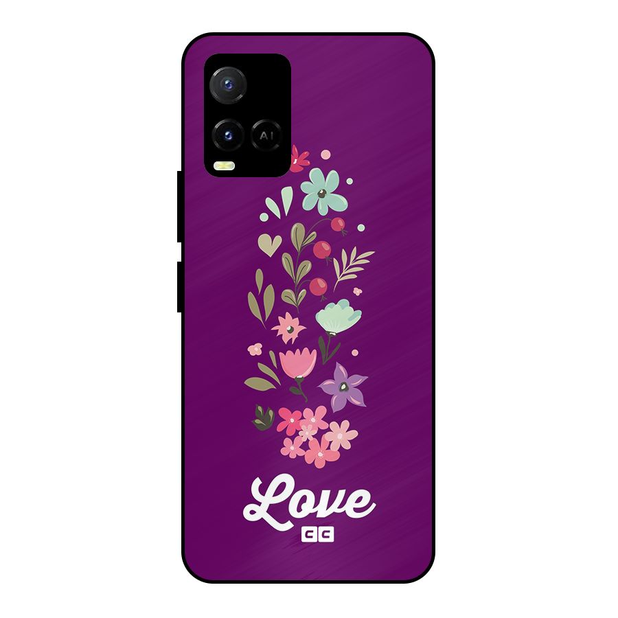 Floral Love Metal Back Case for Vivo Y21A