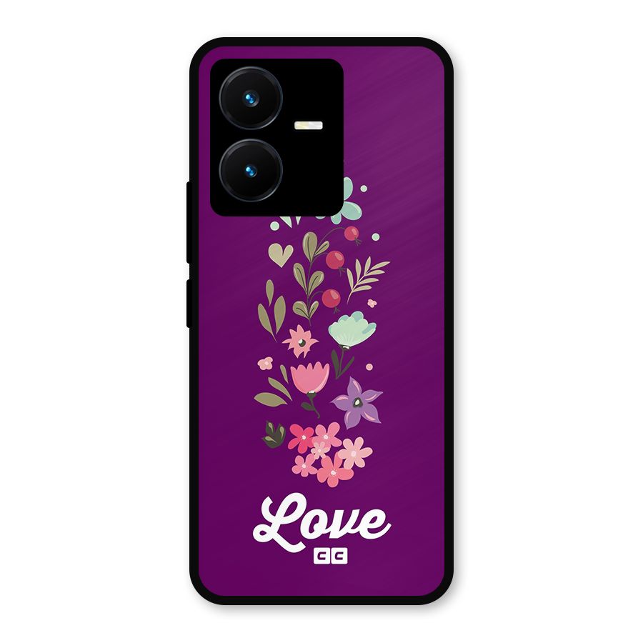Floral Love Metal Back Case for Vivo Y22