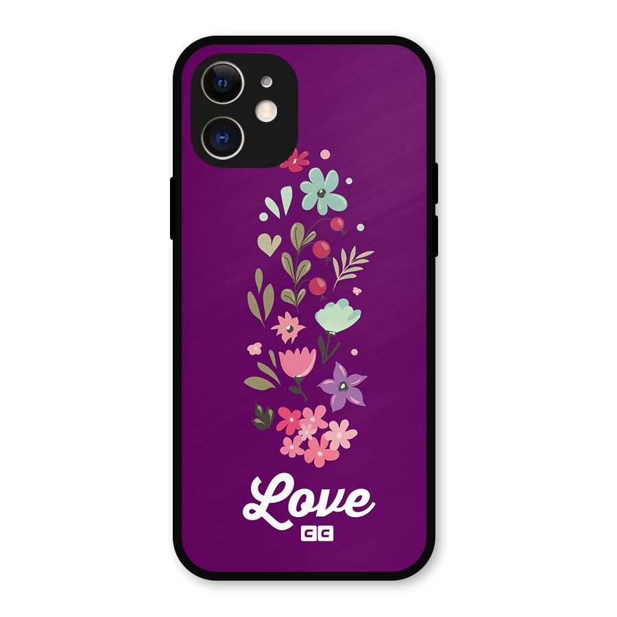 Floral Love Metal Back Case for iPhone 12