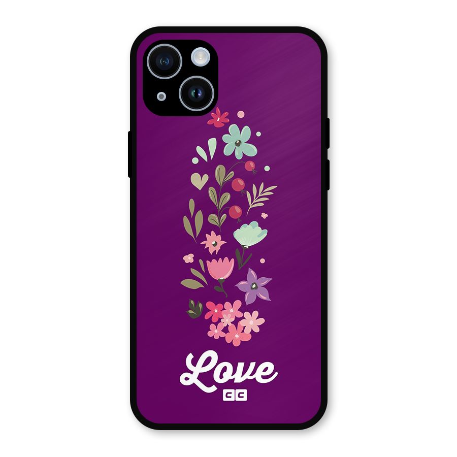 Floral Love Metal Back Case for iPhone 14