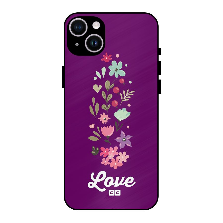 Floral Love Metal Back Case for iPhone 14 Plus