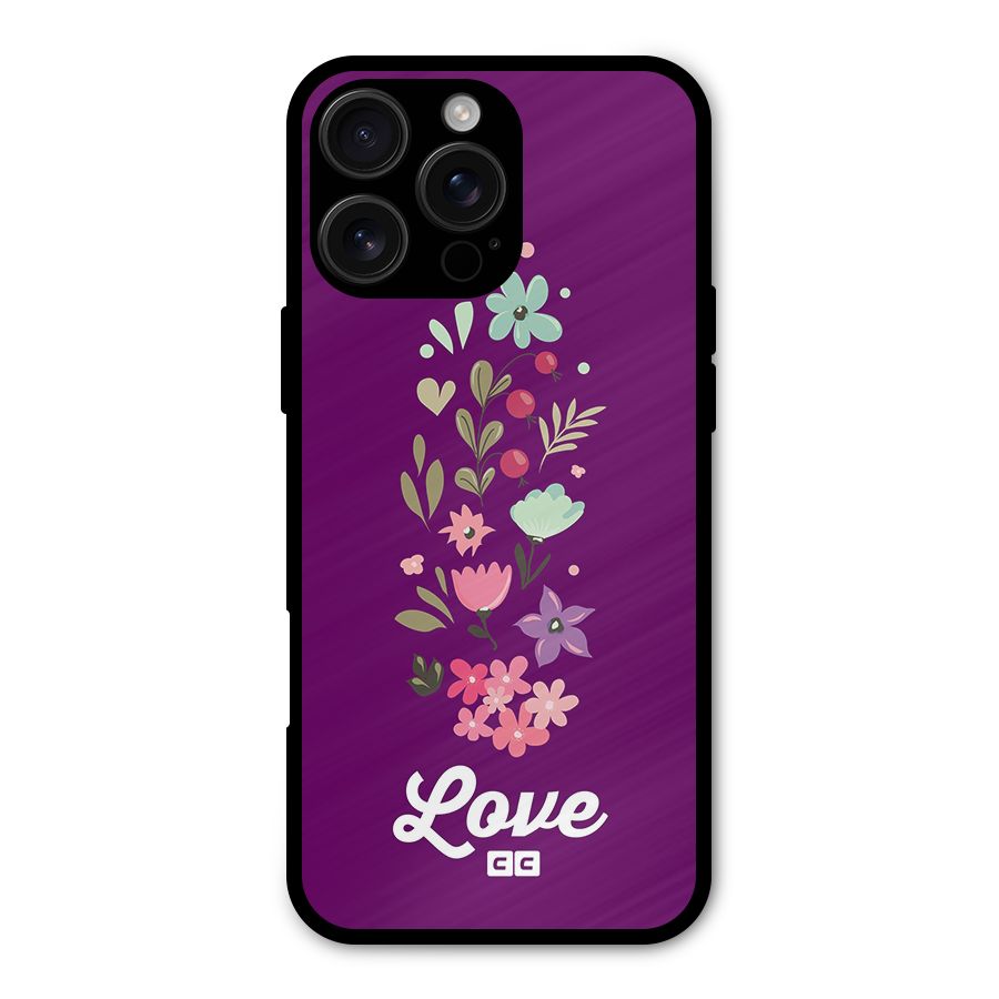 Floral Love Metal Back Case for iPhone 16 Pro Max