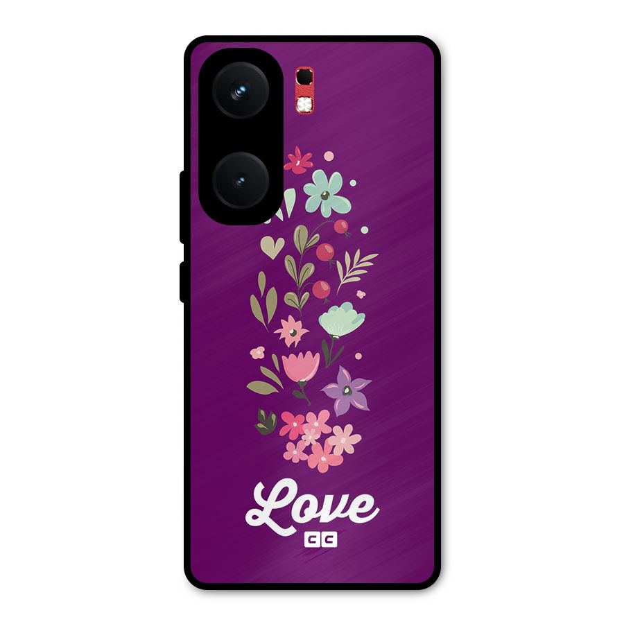 Floral Love Metal Back Case for iQOO Neo 9 Pro