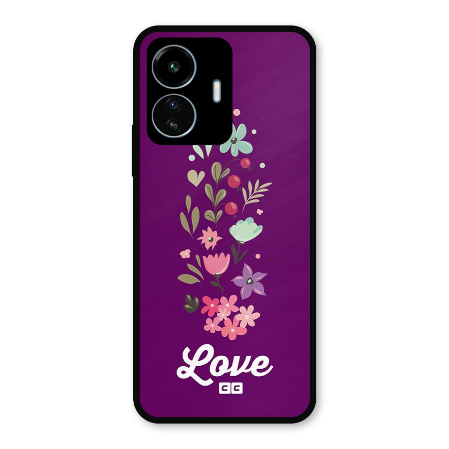 Floral Love Metal Back Case for vivo iQOO Z6 Lite 5G