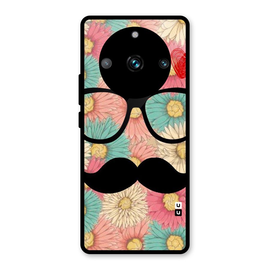 Floral Moustache Glass Back Case for Realme 11 Pro