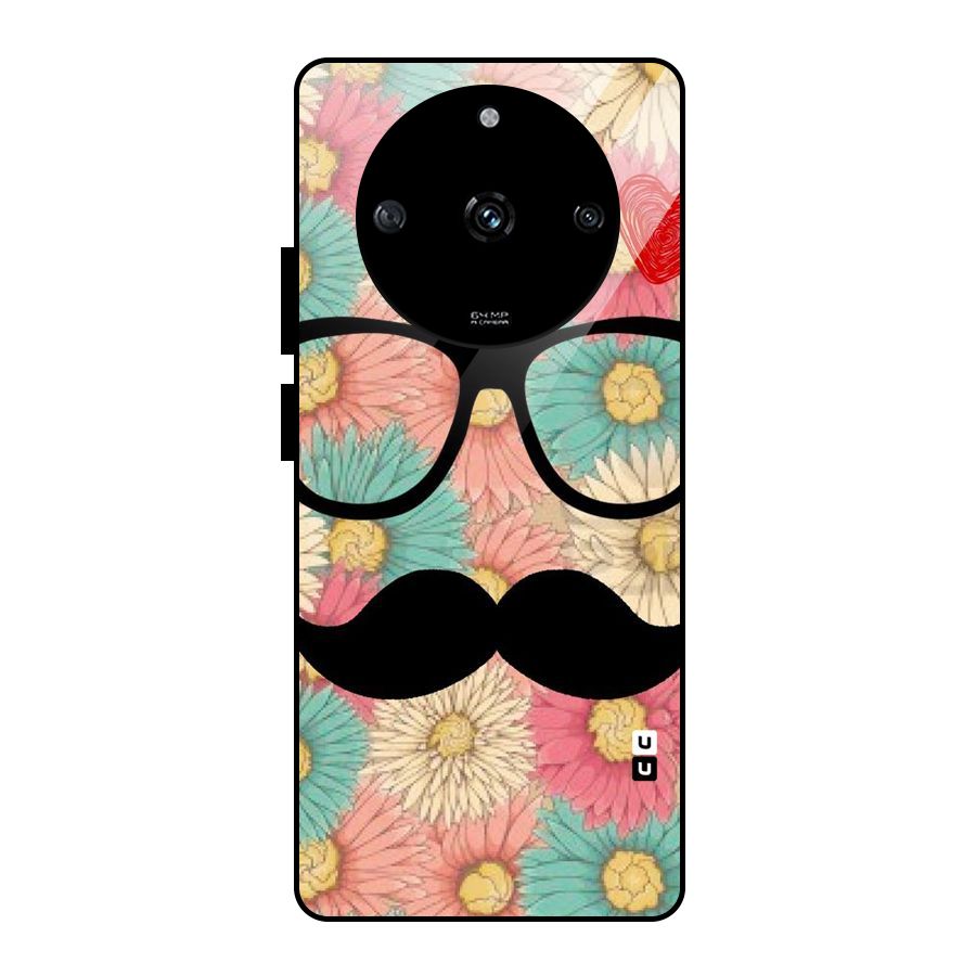 Floral Moustache Glass Back Case for Realme Narzo 60 5G