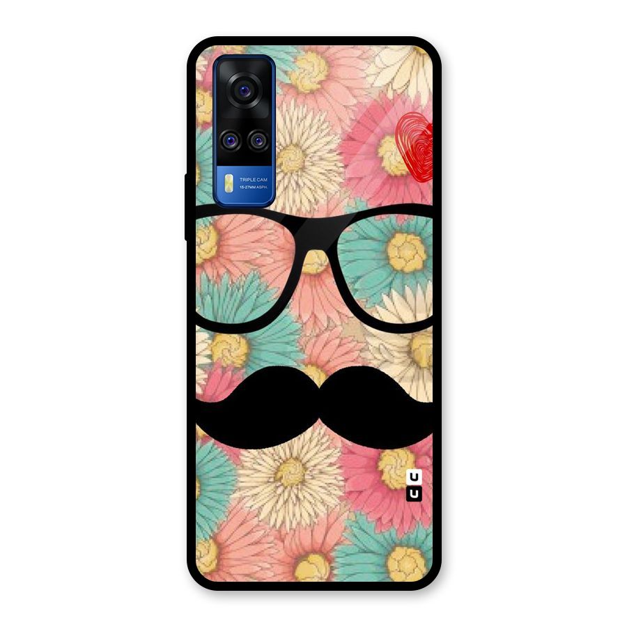 Floral Moustache Glass Back Case for Vivo Y31