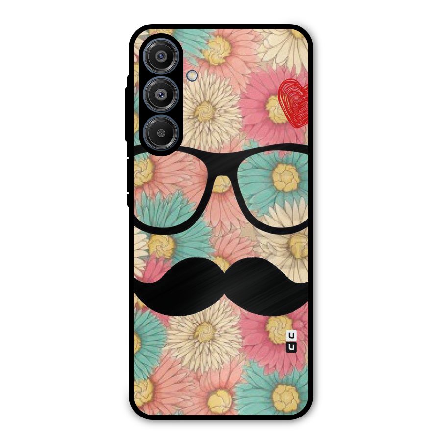 Floral Moustache Metal Back Case for Galaxy A16 5G
