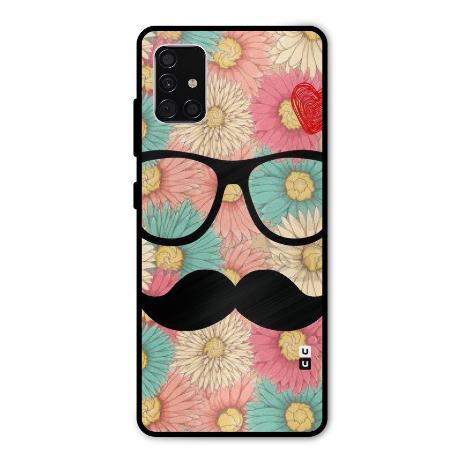 Floral Moustache Metal Back Case for Galaxy A51