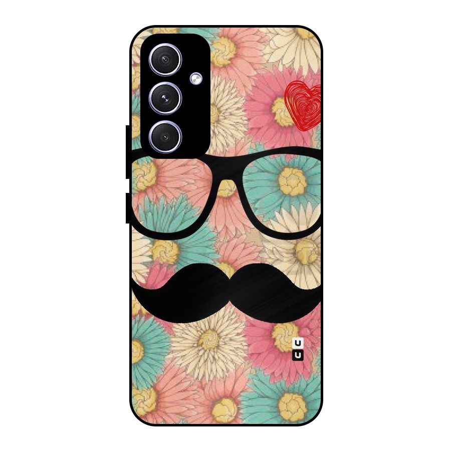 Floral Moustache Metal Back Case for Galaxy A54