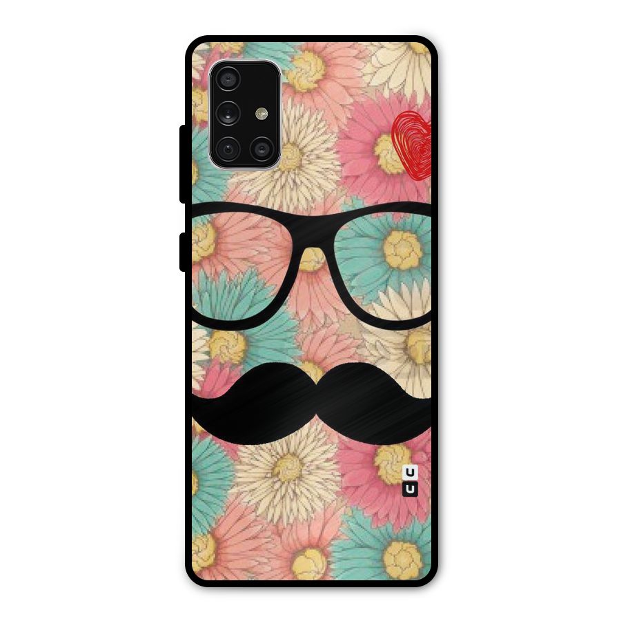 Floral Moustache Metal Back Case for Galaxy A71
