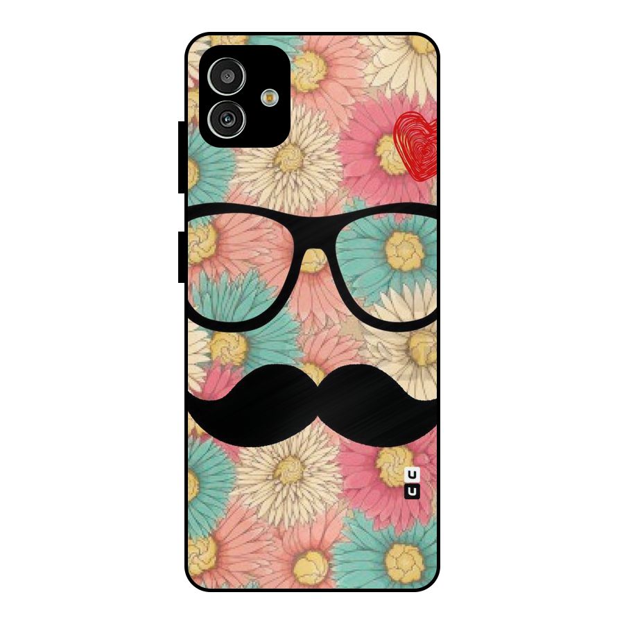 Floral Moustache Metal Back Case for Galaxy M13 5G