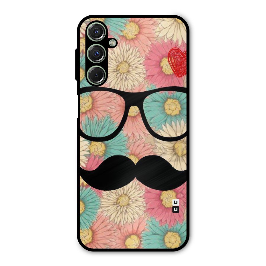 Floral Moustache Metal Back Case for Galaxy M34