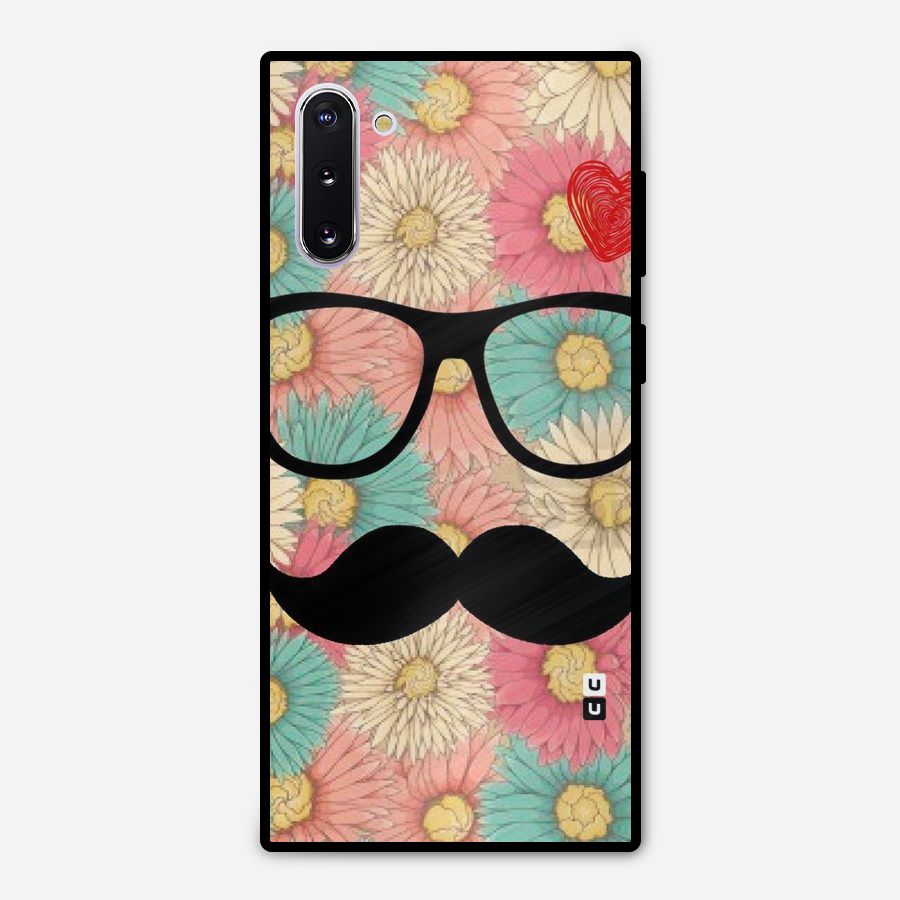 Floral Moustache Metal Back Case for Galaxy Note 10