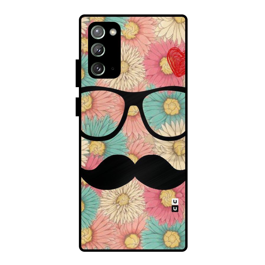 Floral Moustache Metal Back Case for Galaxy Note 20