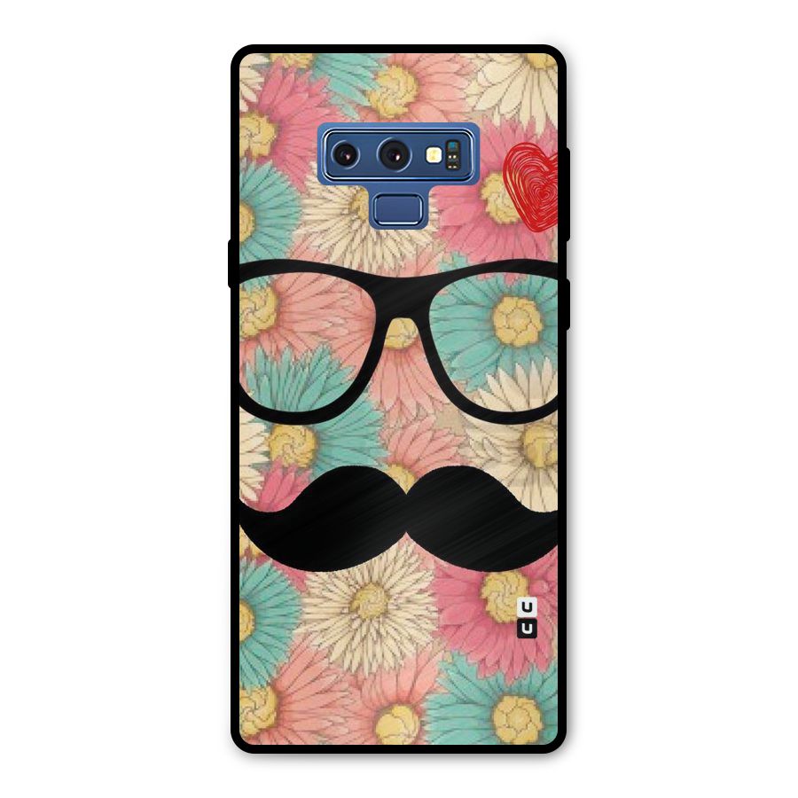 Floral Moustache Metal Back Case for Galaxy Note 9