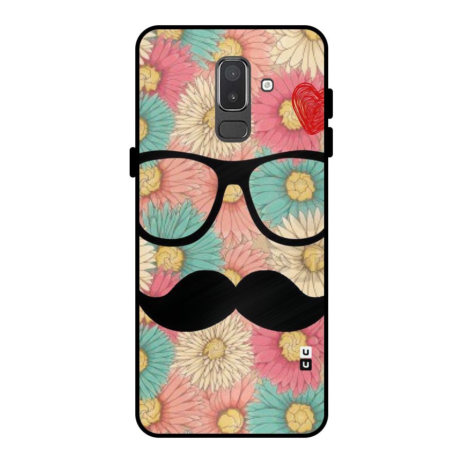 Floral Moustache Metal Back Case for Galaxy On8 (2018)