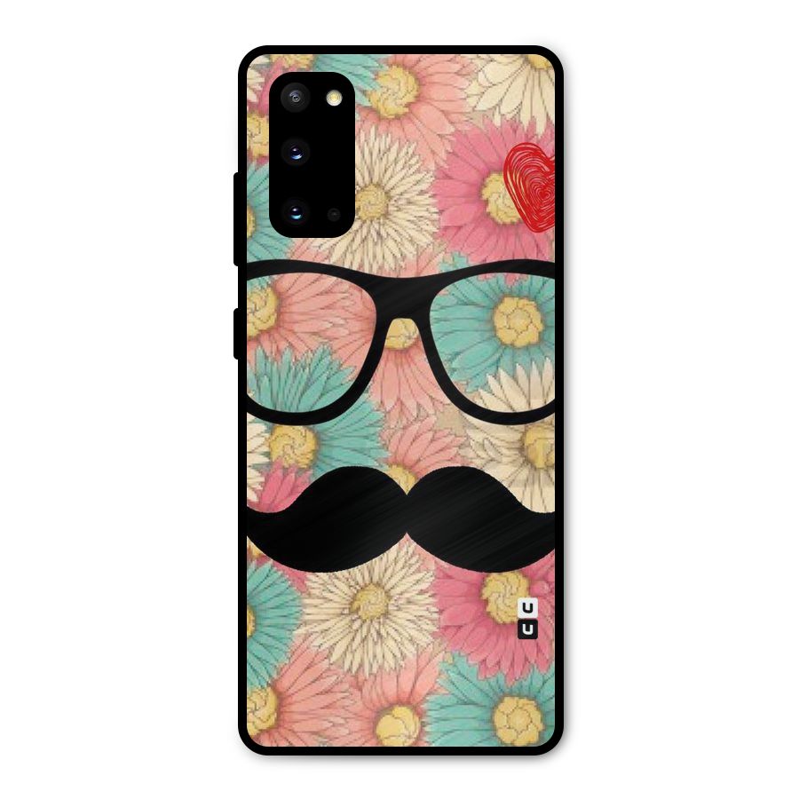 Floral Moustache Metal Back Case for Galaxy S20