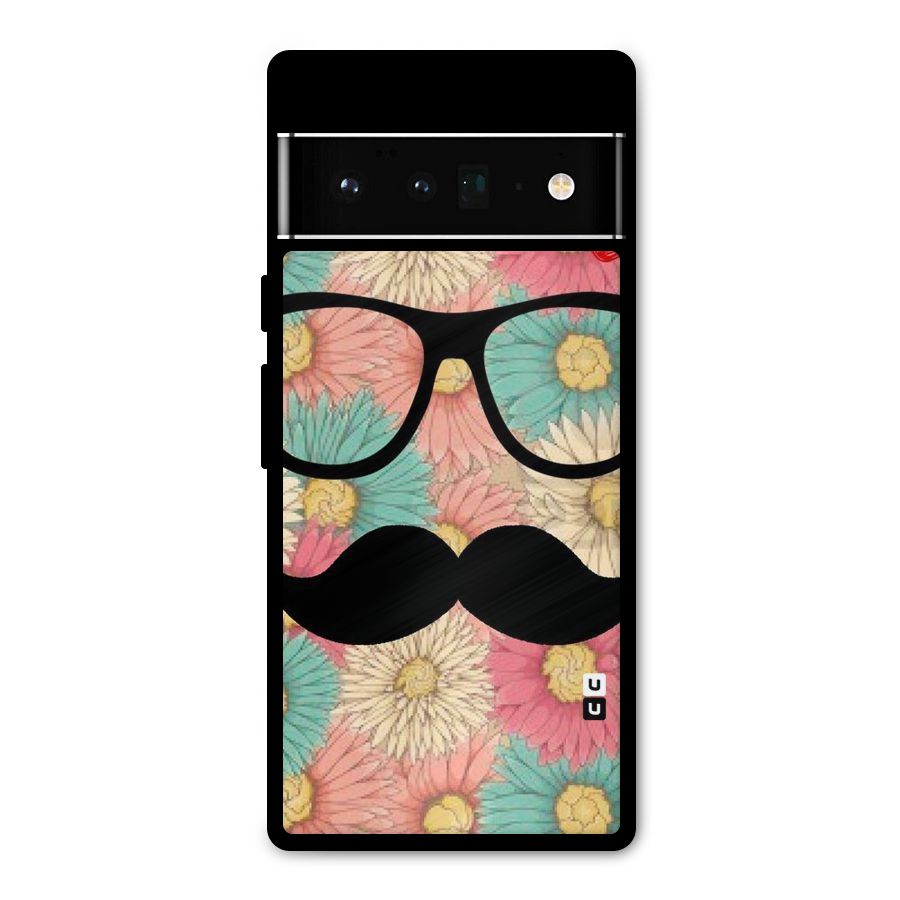 Floral Moustache Metal Back Case for Google Pixel 6 Pro