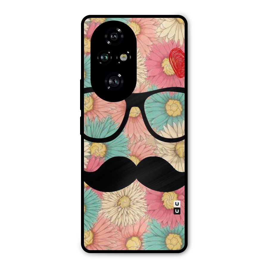 Floral Moustache Metal Back Case for Honor 200 Pro