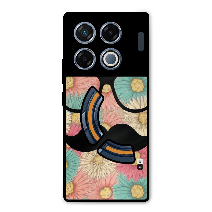 Floral Moustache Metal Back Case for Infinix GT 20 Pro