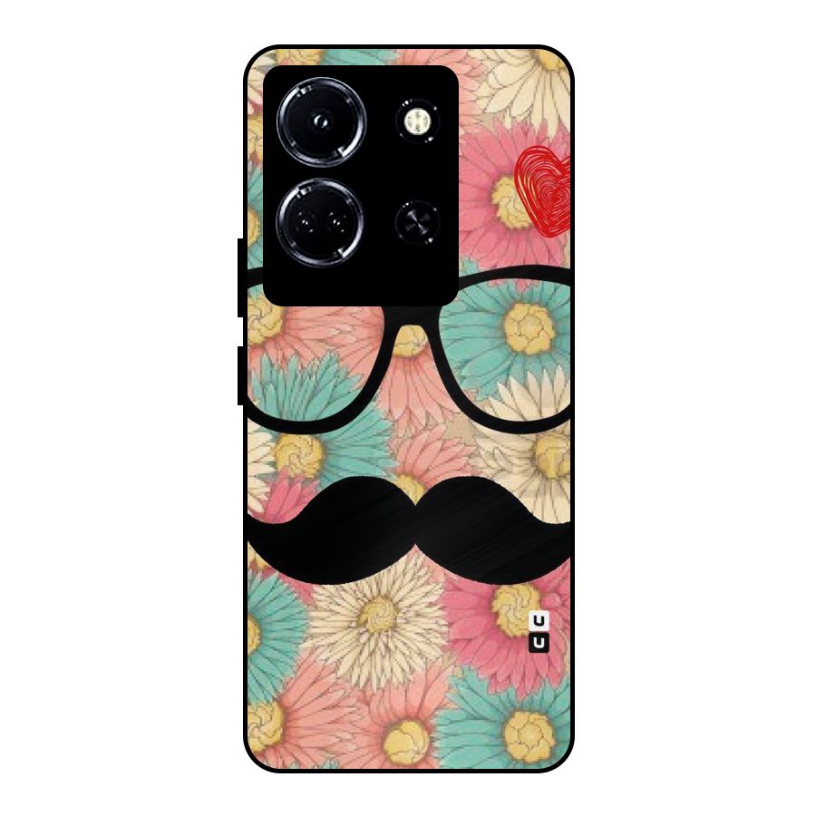 Floral Moustache Metal Back Case for Infinix Note 30 5G