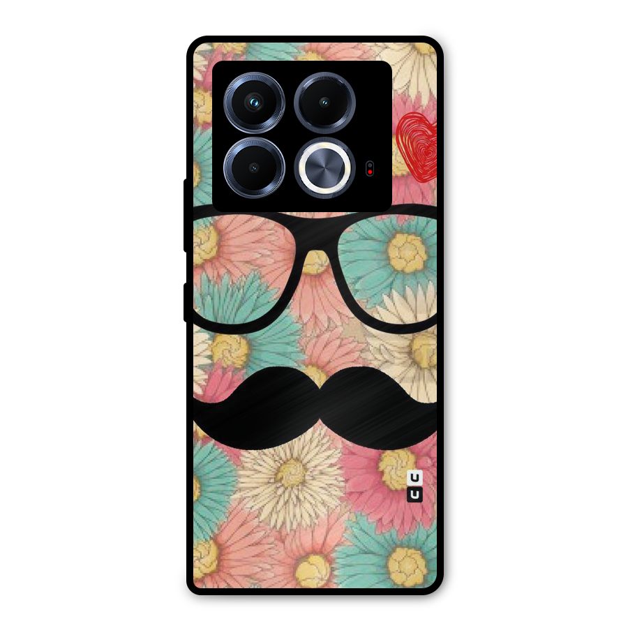 Floral Moustache Metal Back Case for Infinix Note 40 5G