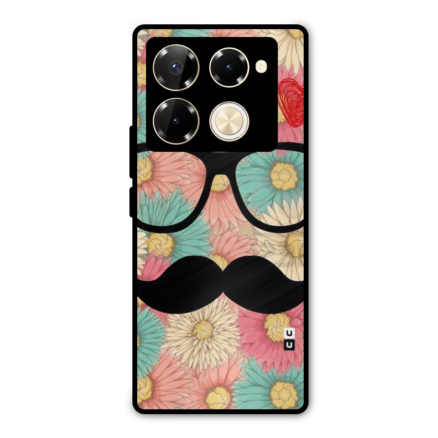 Floral Moustache Metal Back Case for Infinix Note 40 Pro