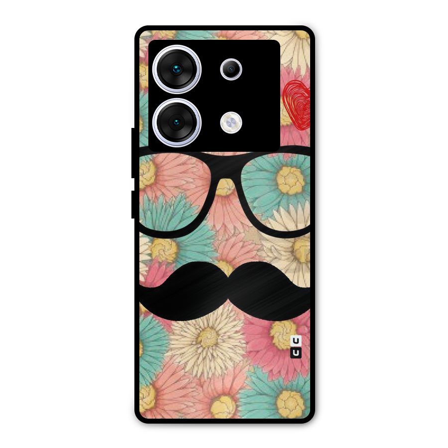 Floral Moustache Metal Back Case for Infinix Zero 30 5G