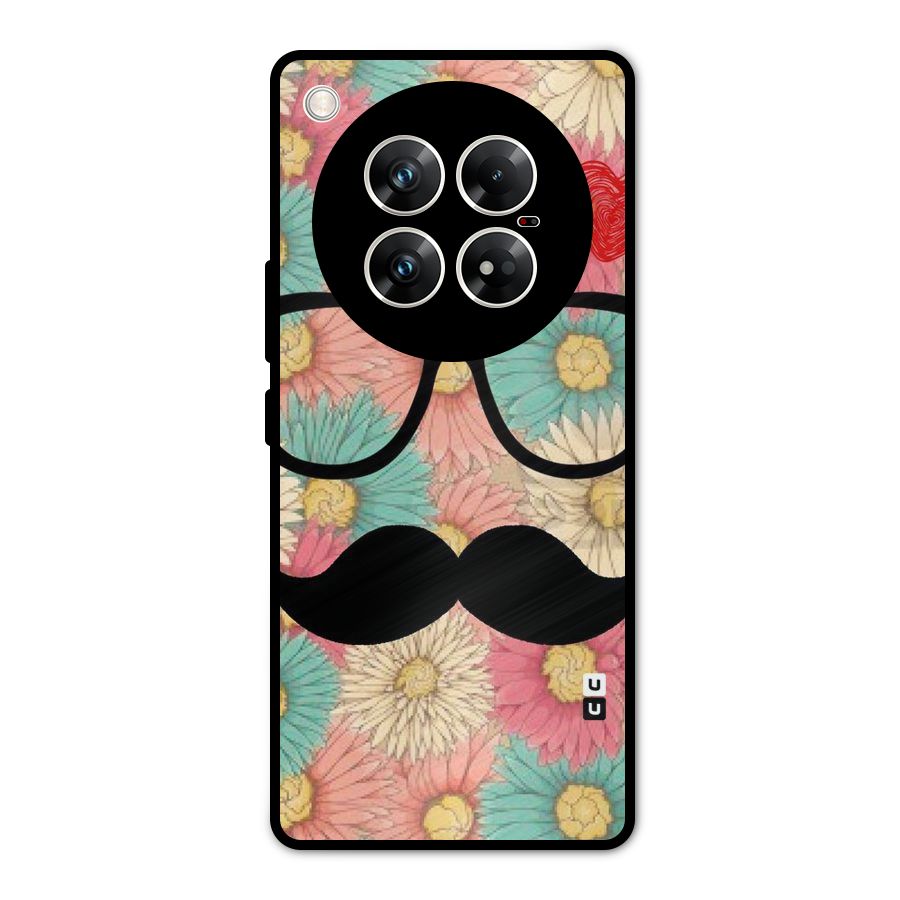 Floral Moustache Metal Back Case for Infinix Zero 40 5G