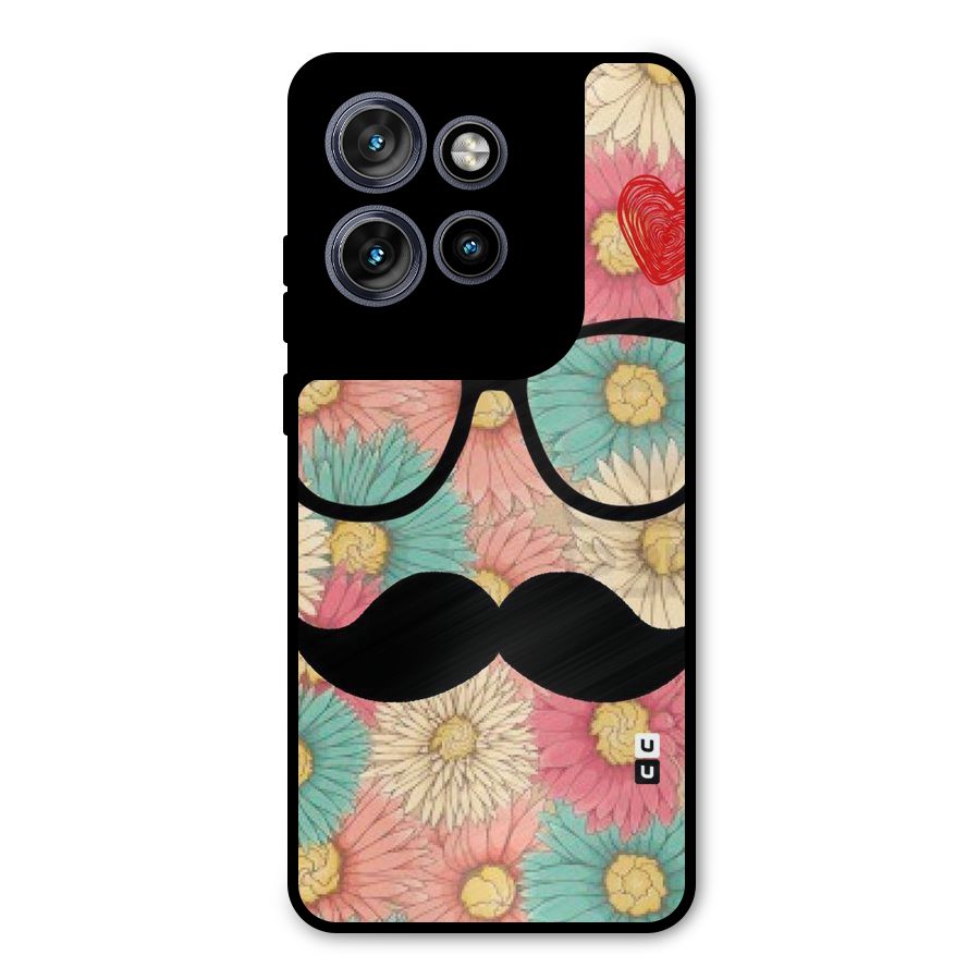 Floral Moustache Metal Back Case for Motorola Edge 50 Neo