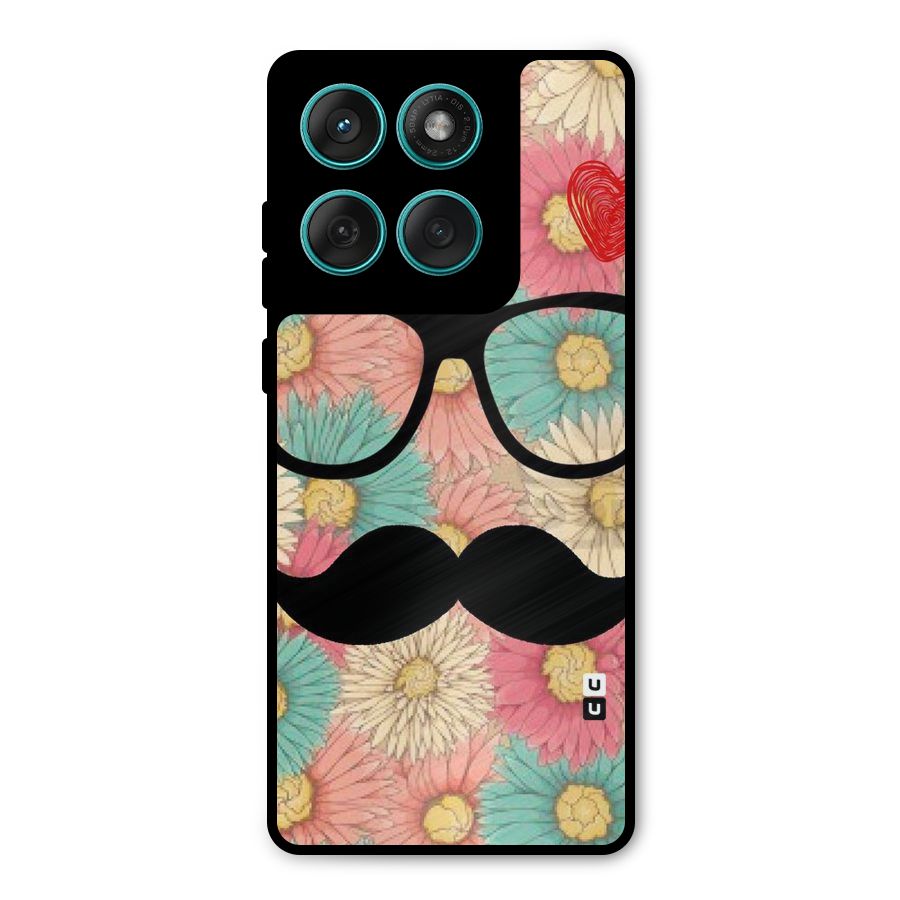 Floral Moustache Metal Back Case for Motorola Edge 60 Fusion