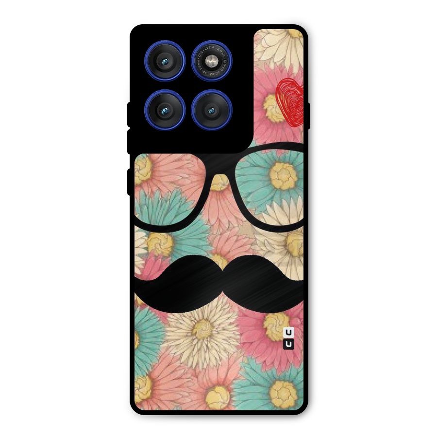 Floral Moustache Metal Back Case for Motorola Edge 60 Pro