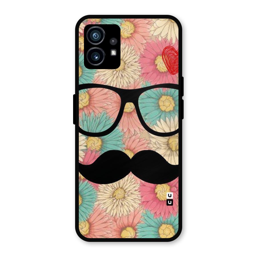 Floral Moustache Metal Back Case for Nothing Phone 1