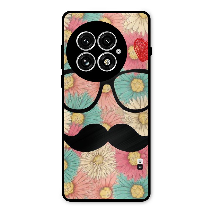 Floral Moustache Metal Back Case for OnePlus 13