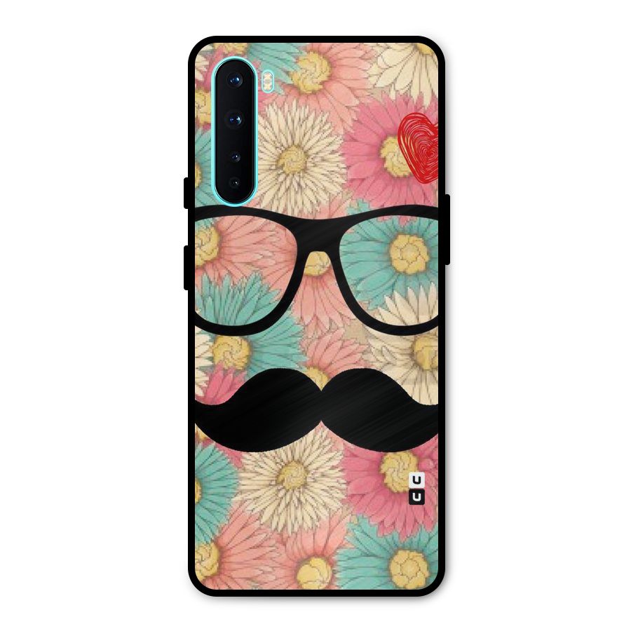 Floral Moustache Metal Back Case for OnePlus Nord