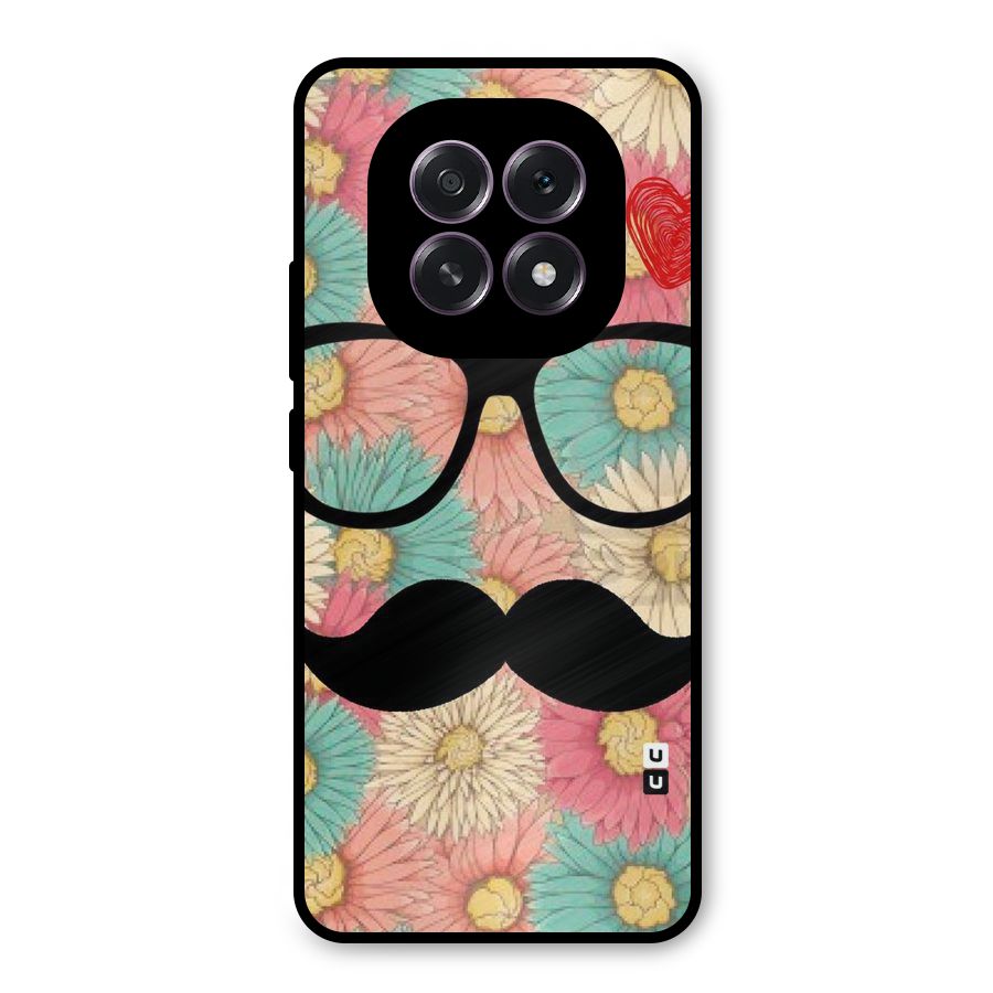 Floral Moustache Metal Back Case for Oppo F29