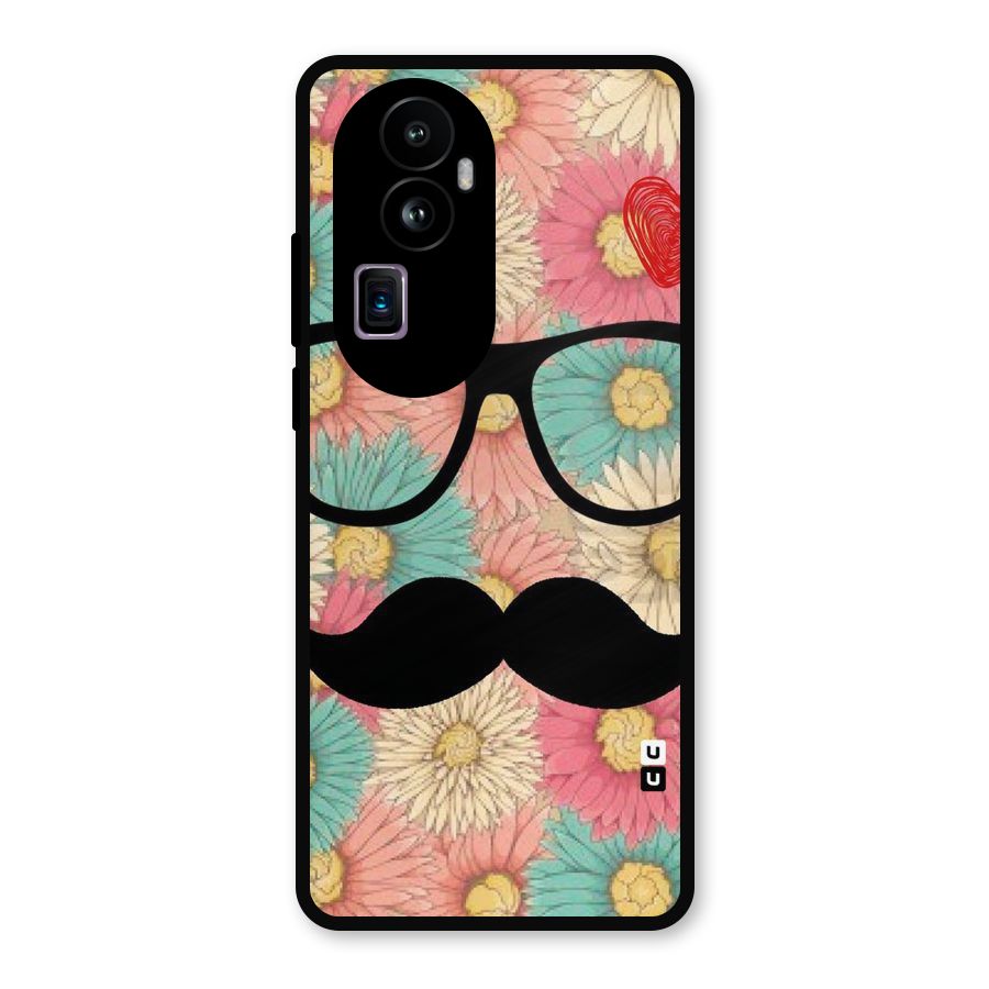 Floral Moustache Metal Back Case for Oppo Reno10 Pro Plus