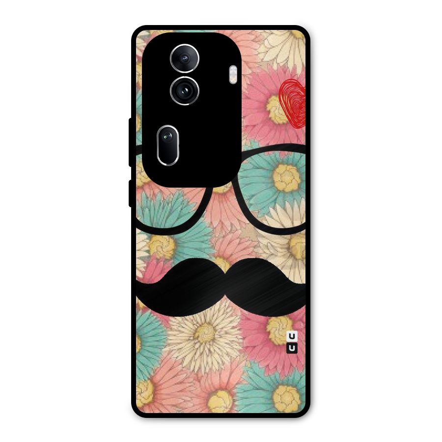 Floral Moustache Metal Back Case for Oppo Reno11 Pro 5G